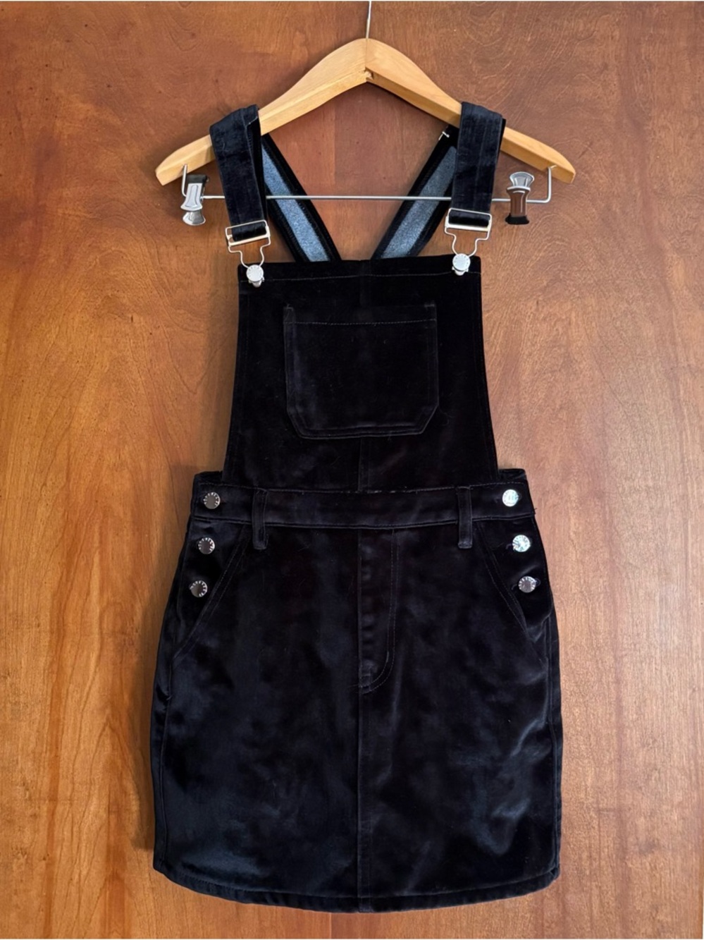 Forever 21 Black Velvet Overall Pinafore